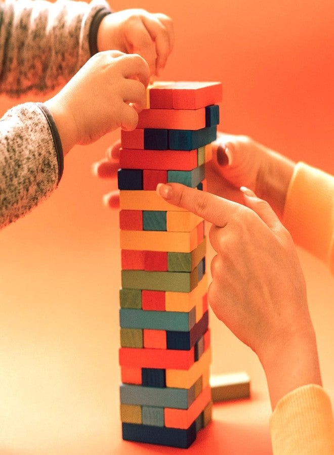 TOKYODO Tumbling Tower Wooden Game - Wooden Block Staking Puzzle for Kids, Teens, Adults, and Families | Indoor Party Game, Wooden Blocks Fun Balancing Puzzel Toy for Boys and Girls (Multi Colored) - Image 3